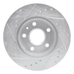 Buick LaCrosse Brake Rotor (1) - Front Right - R1 Concepts - Drilled & Slotted - Silver - `11-`16